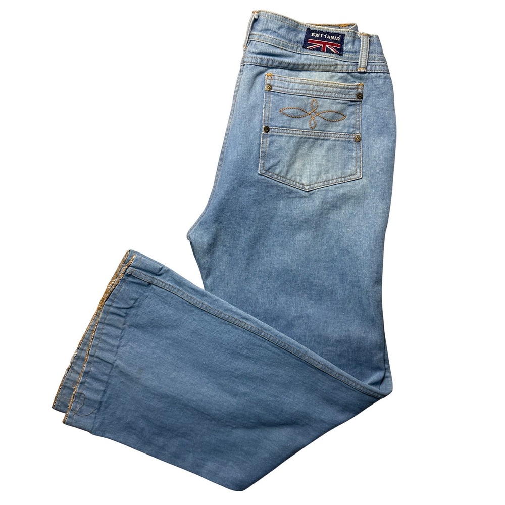 Brittania Vintage 70s Bell Bottom Jeans Mens 33x32 Denim Flare Disco Hippie Boho